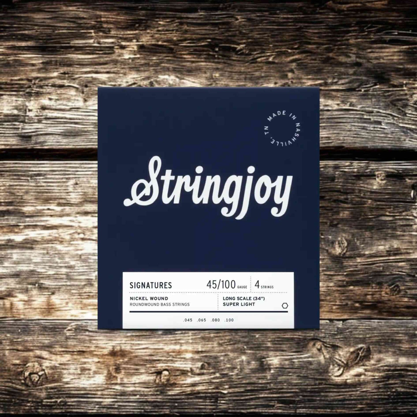 Stringjoy Super Light Gauge (45-100) 4 String Long Scale Nickel Wound Bass Guitar Strings