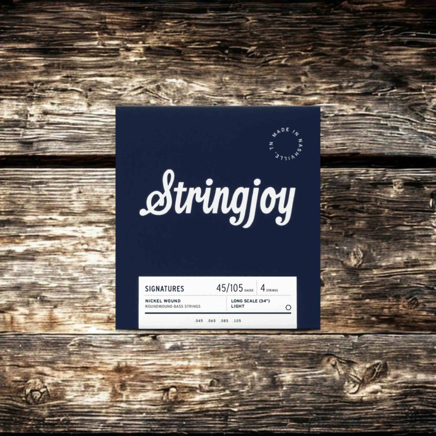 Stringjoy Light Gauge (45-105) 4 String Long Scale Nickel Wound Bass Guitar Strings