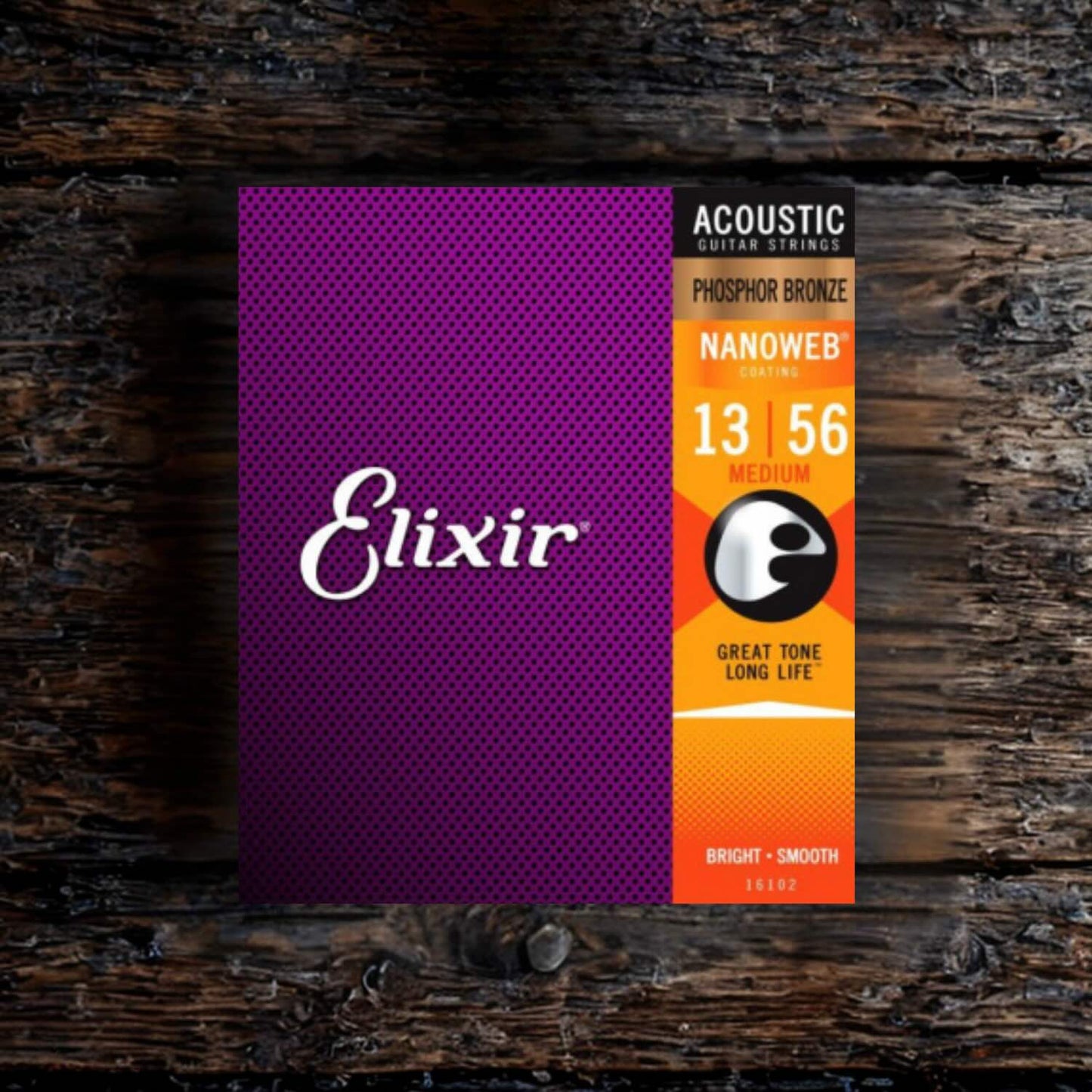 Elixir 16102 Nanoweb Coated Phosphor Bronze Acoustic Medium 13-56