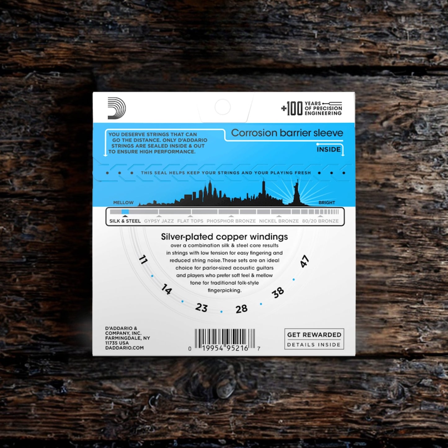 D'Addario EJ40 Silk & Steel Acoustic Guitar Strings (.011-.047)