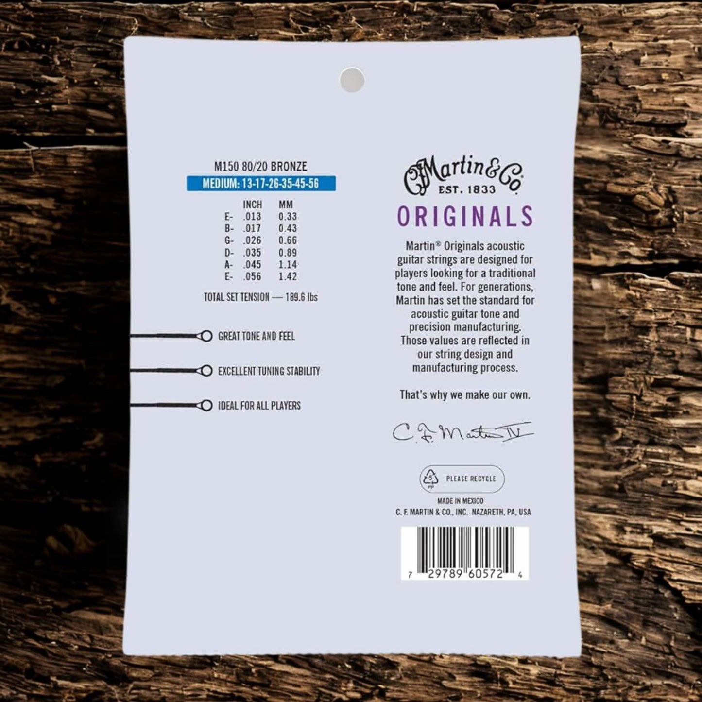 Martin Authentic Acoustic SP® Guitar Strings 80/20 Bronze Medium M150
