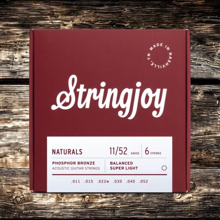Stringjoy Naturals Phosphor Bronze Acoustic Guitar Strings - Super Light Gauge 11/52