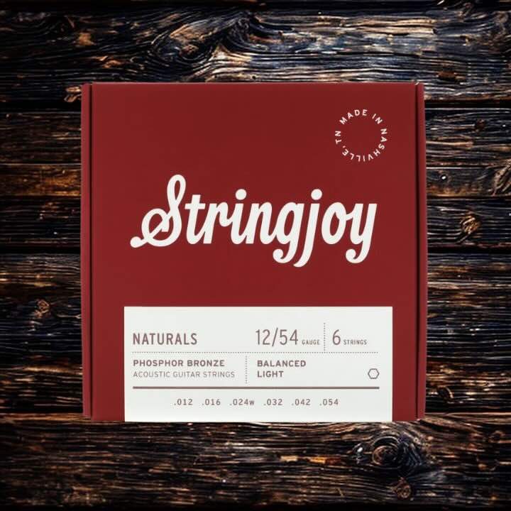 Stringjoy Naturals Phosphor Bronze Acoustic Guitar Strings - Light Gauge 12/54