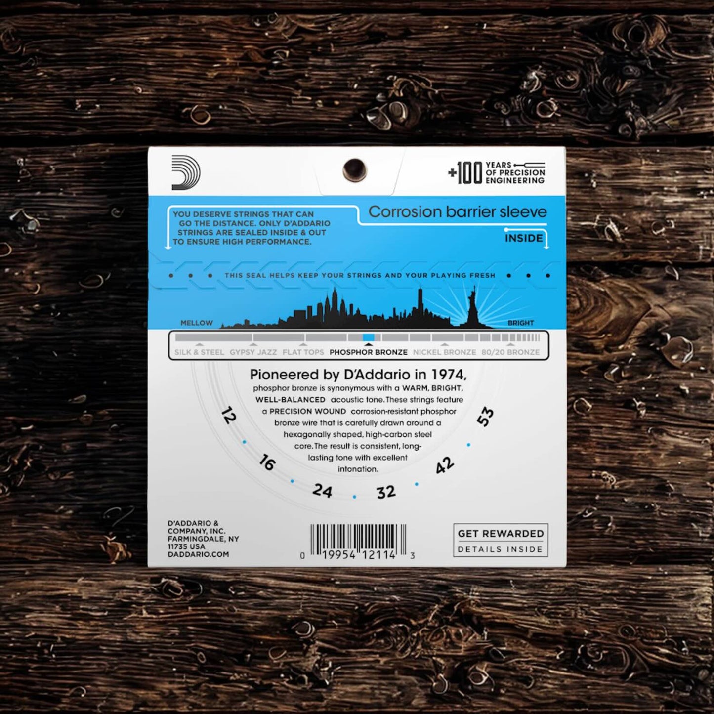 D’Addario EJ16 Light Acoustic Guitar Strings (12-53)