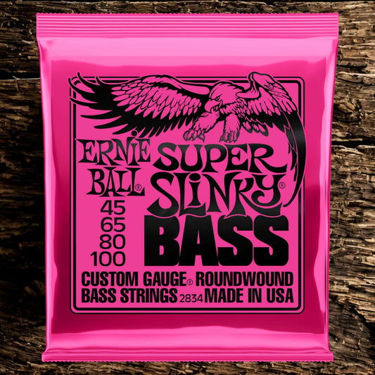 Ernie Ball 2834 Super Slinky Nickel Wound Electric Bass Guitar Strings (045-.100)