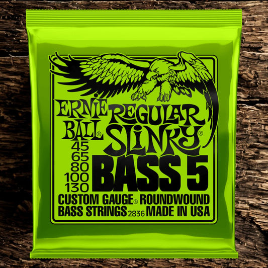 Ernie Ball 2836 Regular Slinky Nickel Wound Electric Bass Guitar Strings (.045-.130) 5-string