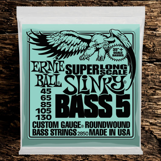 Ernie Ball 2850 Super Long Scale Slinky Nickel Wound Electric Bass Guitar Strings (.045-.130) 5-string