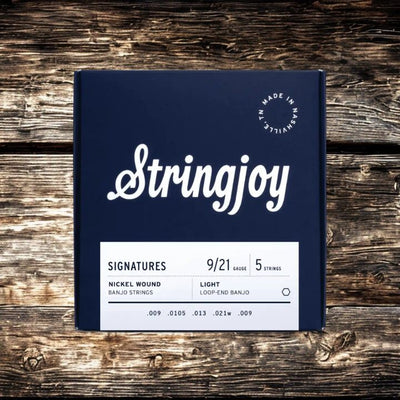 Stringjoy (9-21) Light Gauge Banjo Strings - 5 String Nickel Wound Signatures
