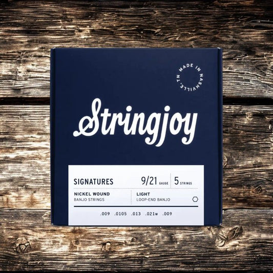 Stringjoy (9-21) Light Gauge Banjo Strings - 5 String Nickel Wound Signatures