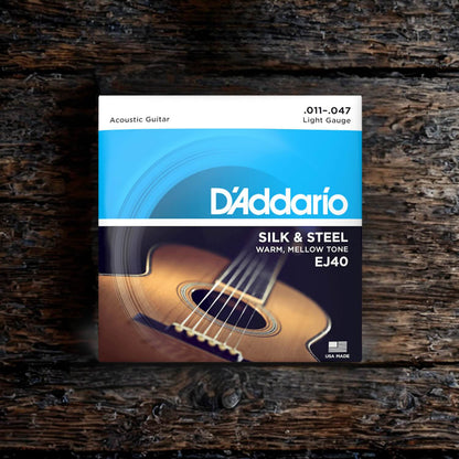 D'Addario EJ40 Silk & Steel Acoustic Guitar Strings  (.011-.047)