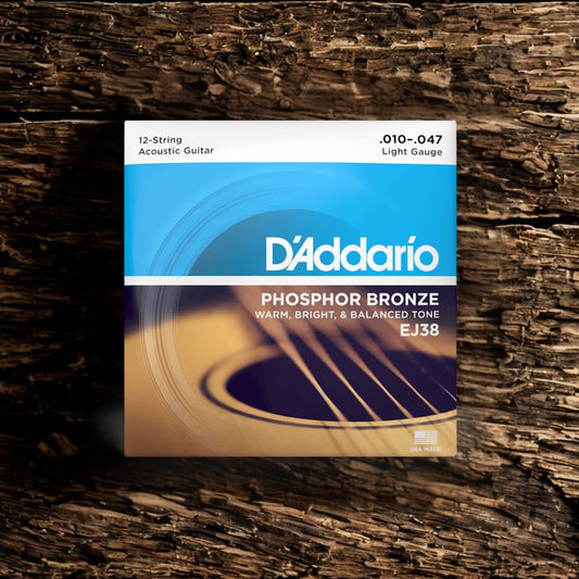 D'Addario EJ38 Light 12-String Acoustic Guitar Strings (10-47)